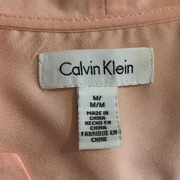 Calvin Klein Sleeveless Peachy Blouse V Neck Light Weight Pockets - Picture 3 of 6